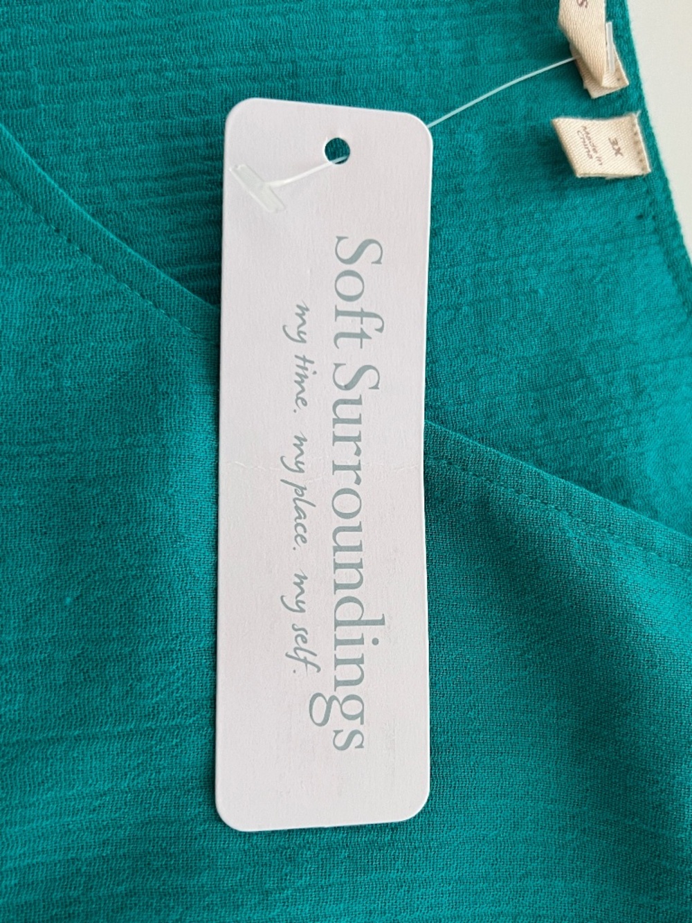 Soft Surroundings Womens Touquise /Teal Gauze Tunic Kimono Sleeve Blouse New 3X - Picture 7 of 11